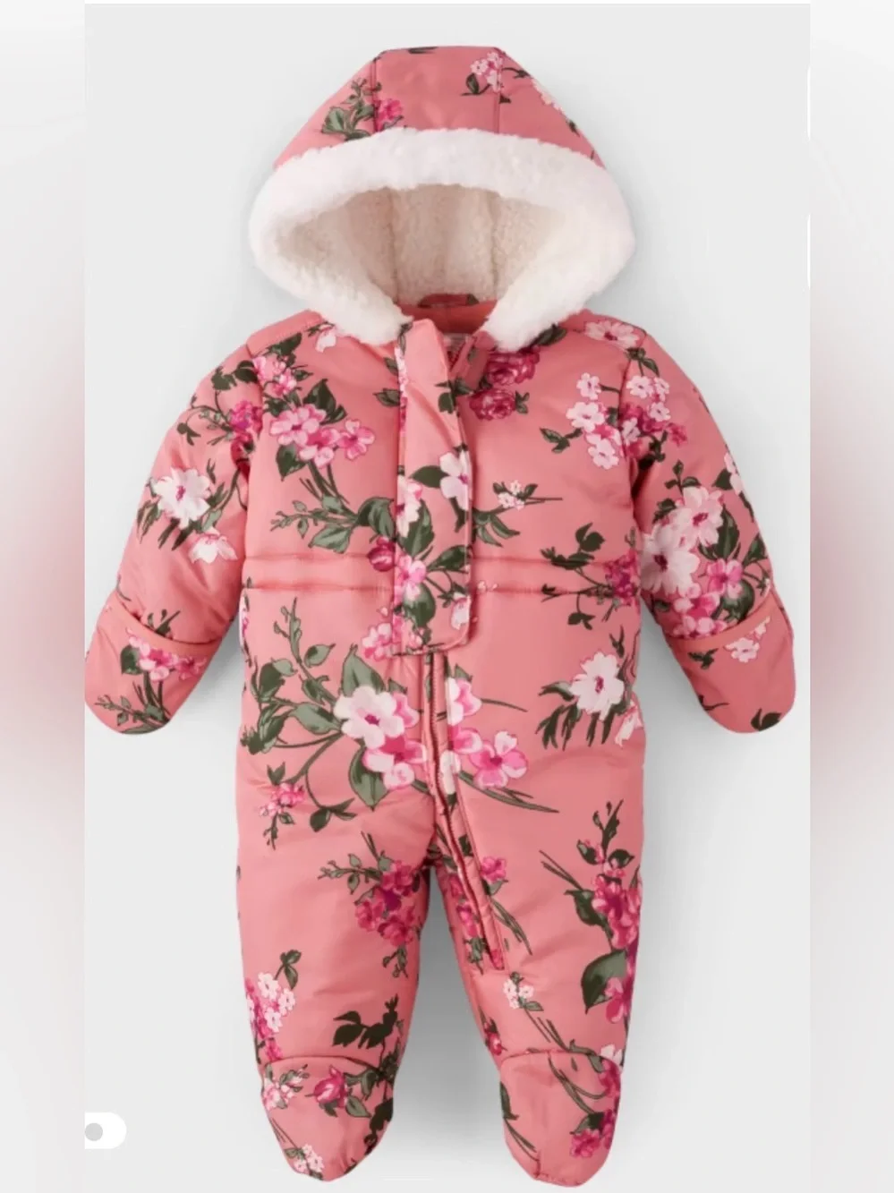 The Children’s Place Floral Snowsuit | Pink Floral | 6-9 months
